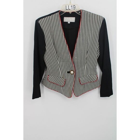 Platinum By Dorothy Schoelen  Size Small Houndstooth Fitted Blazer - Picture 1 of 6